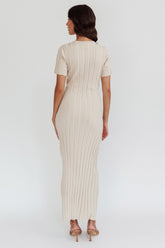 Shaylee Short Sleeve Knit Maxi Dress Sand